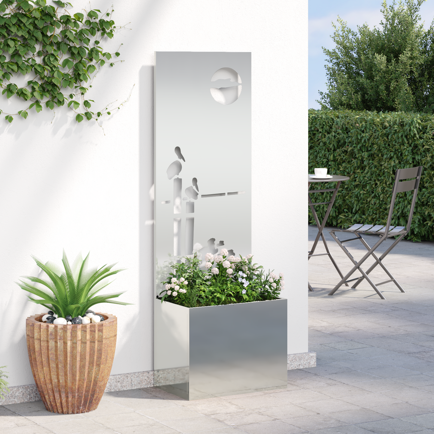 Garden Privacy Screen Silver 50 x 32 x 150 cm Galvanised steel