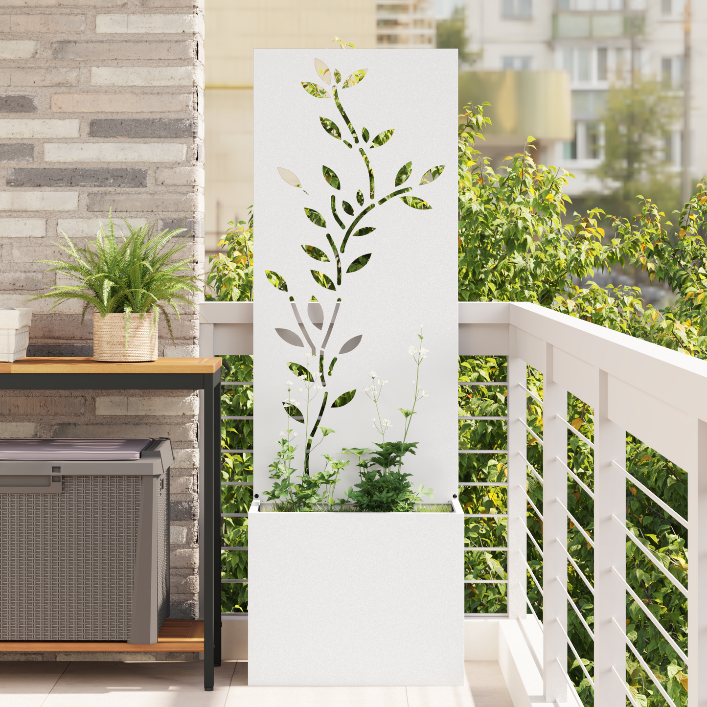 Garden Privacy Screen White 50 x 150 cm Cold-rolled steel