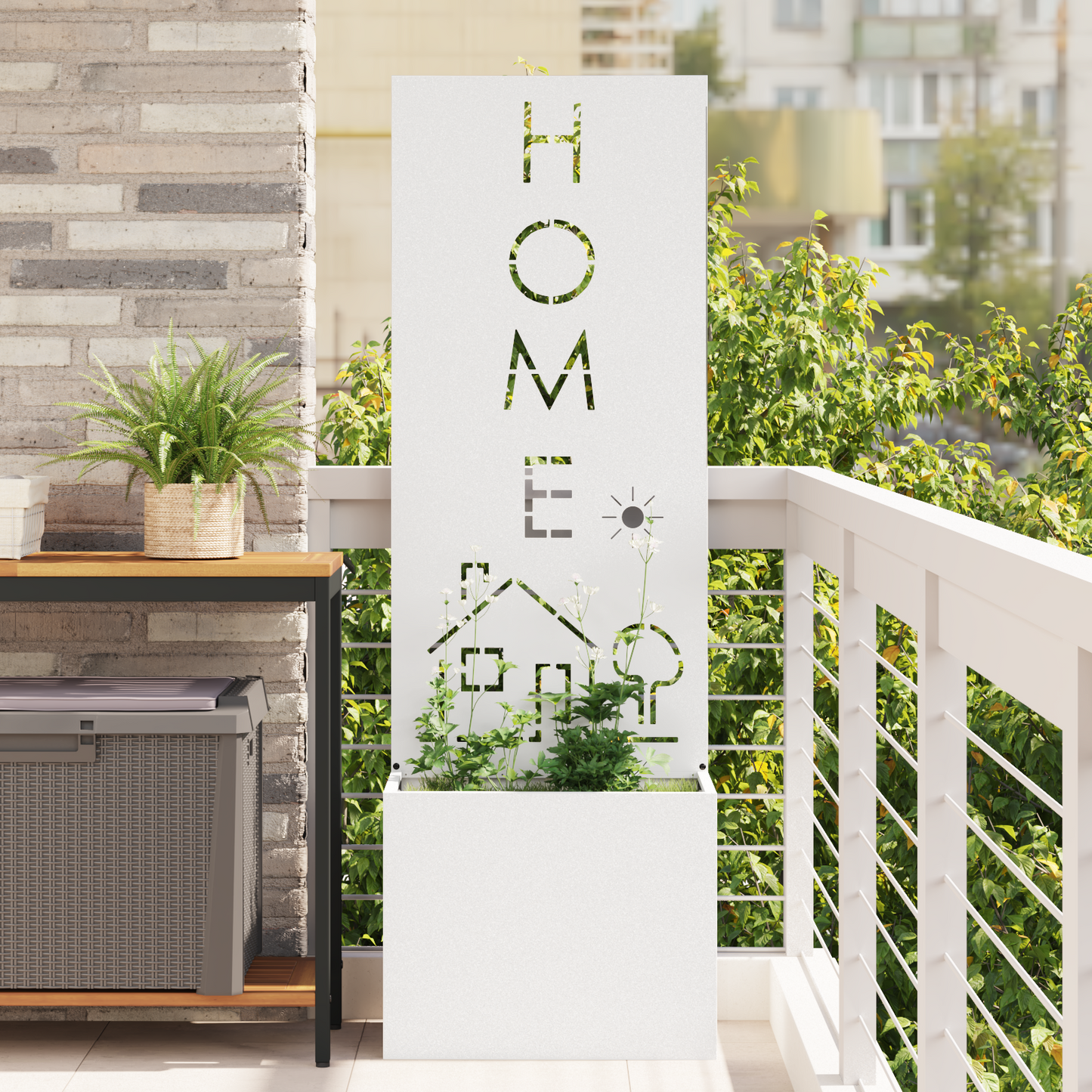 Garden Privacy Screen White 50 x 150 cm Cold-rolled steel